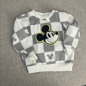 Disney Mickey Mouse Kids Sweatshirt - Gray & White Checkered